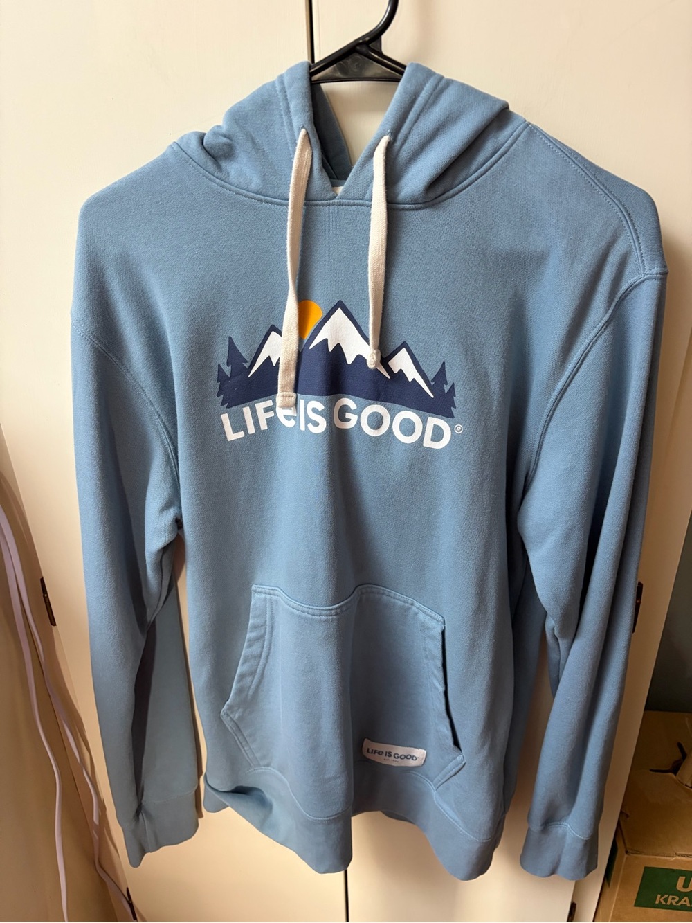 Life Is Good Light Blue Mountain Logo Pullover Hoodie